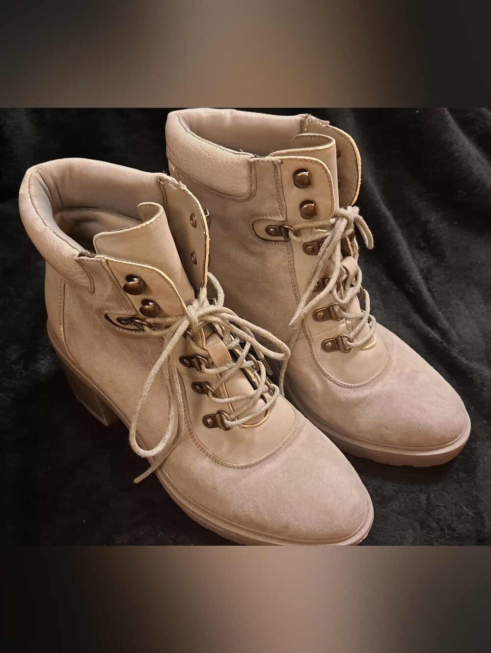 Just Fab Women's Lace-Up Suede Ankle Boots in Gray Sz 9